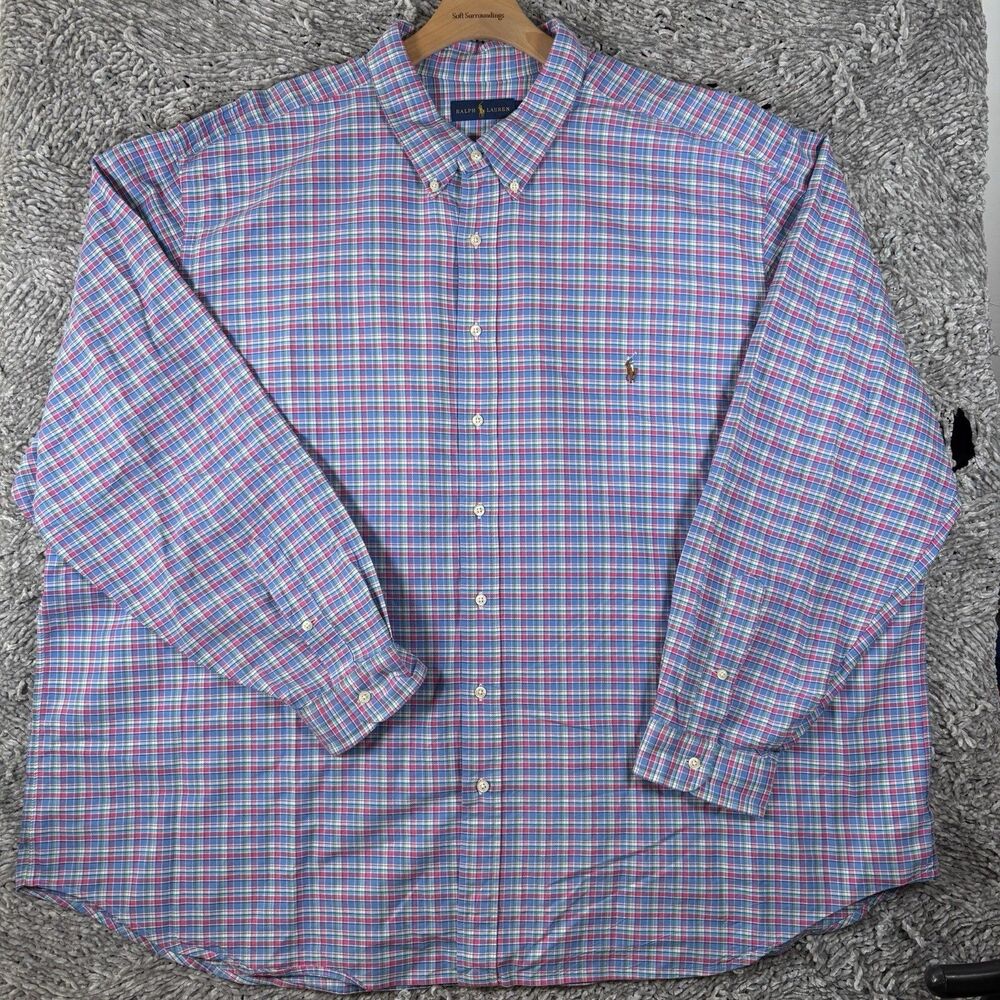 Ralph Lauren Button Down Shirt Men's Size 4XB (BIG) Multicolor Plaid Long Sleeve